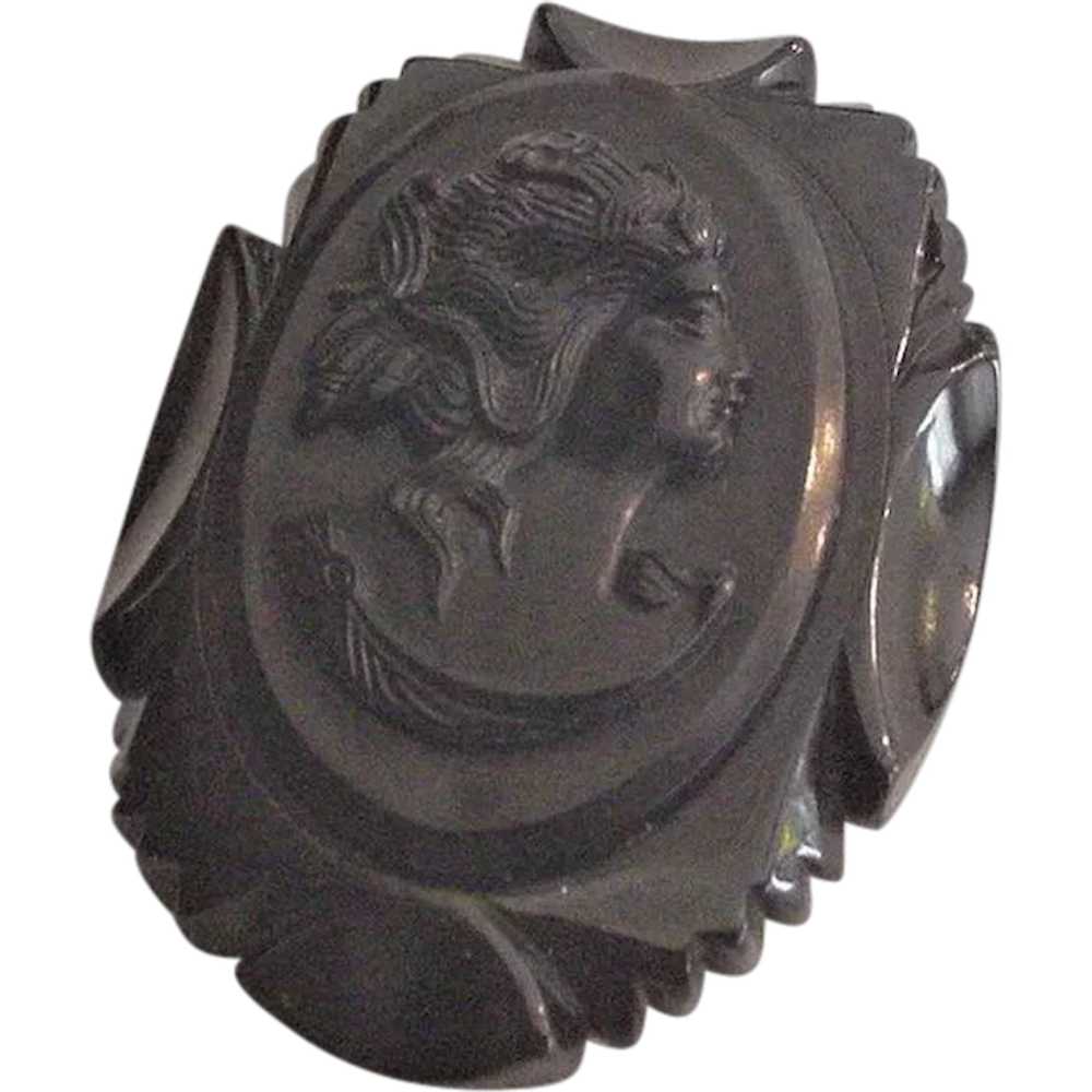 Carved Bakelite Cameo Pin - image 1