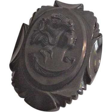 Carved Bakelite Cameo Pin - image 1