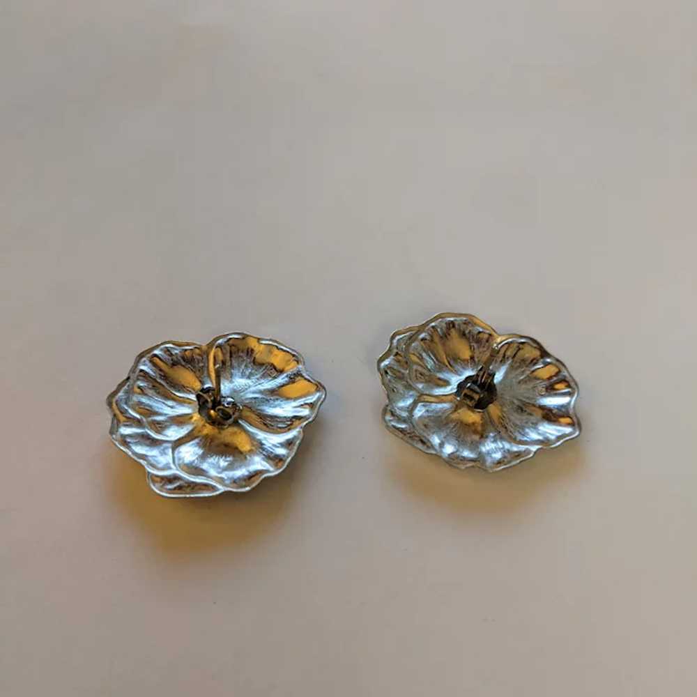 Sterling Silver Pansy Earrings - image 2