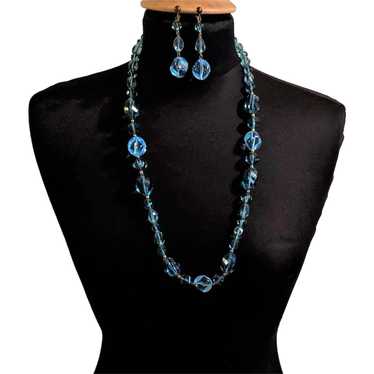 Azure Ocean Blue Lucite Necklace and Earrings - image 1