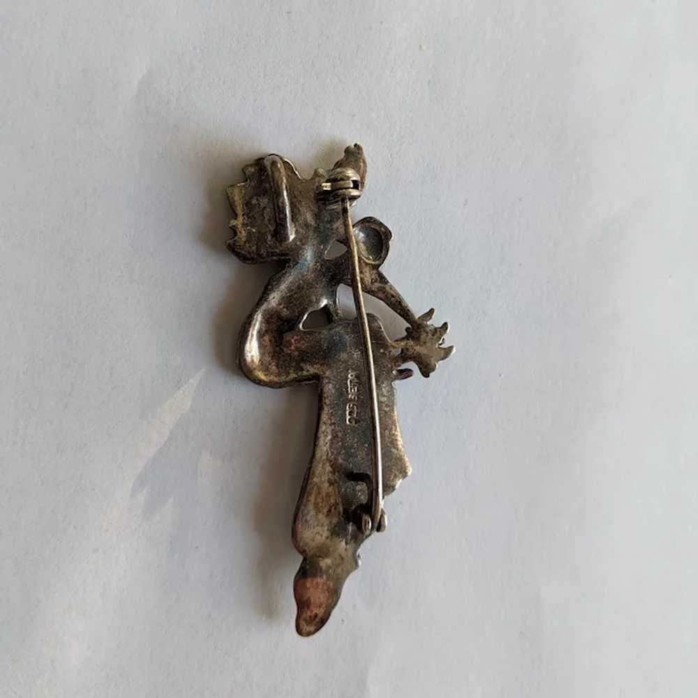 Vintage Sterling Silver Fairy Pin Pendant - image 2