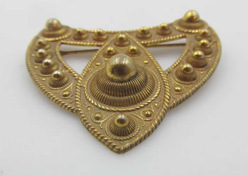 Signed Miriam Haskell Etruscan Revival Brooch and… - image 3