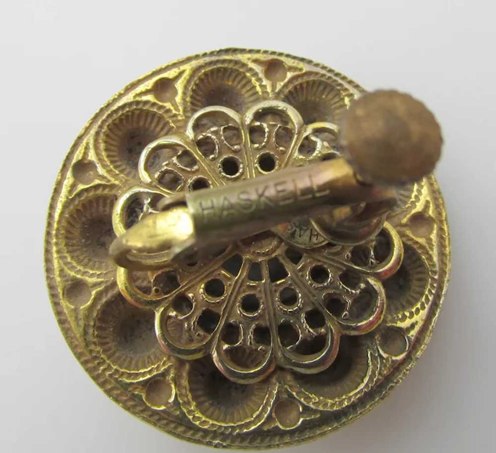 Signed Miriam Haskell Etruscan Revival Brooch and… - image 7