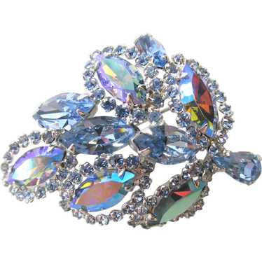 Blue Rhinestone Brooch, Light Sapphire Blue Rhinestones and Aurora outlet Borealis Rhinestones Snowflake Brooch!