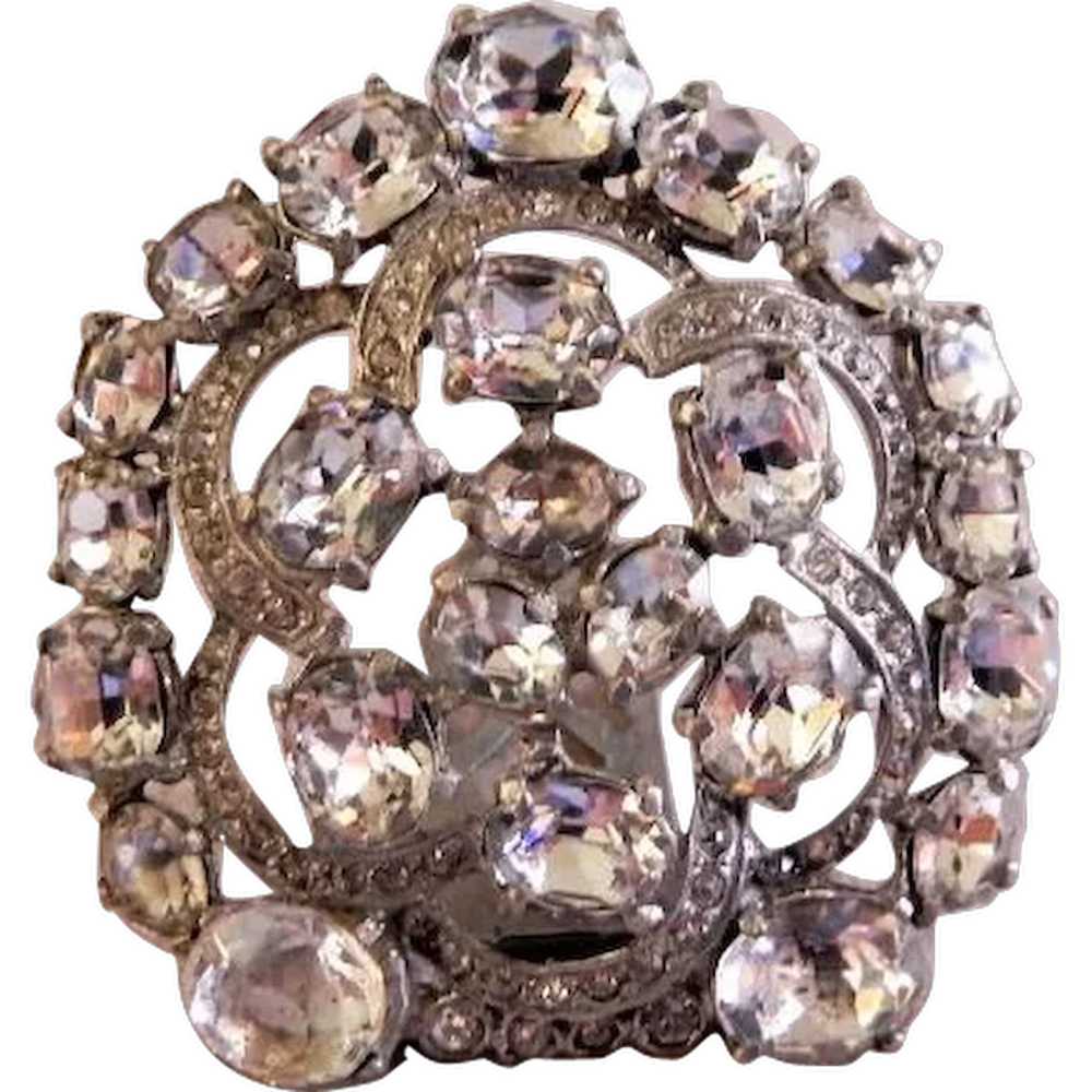 Art Deco 1930's Diamond Rhinestone & Pot Metal Mo… - image 1