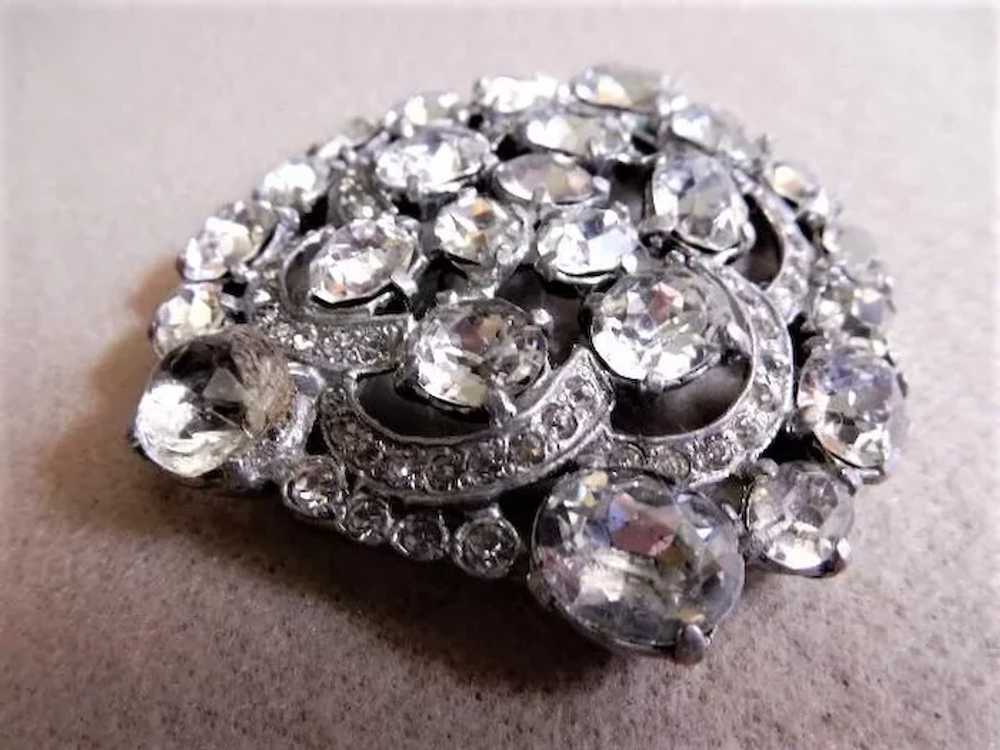 Art Deco 1930's Diamond Rhinestone & Pot Metal Mo… - image 2