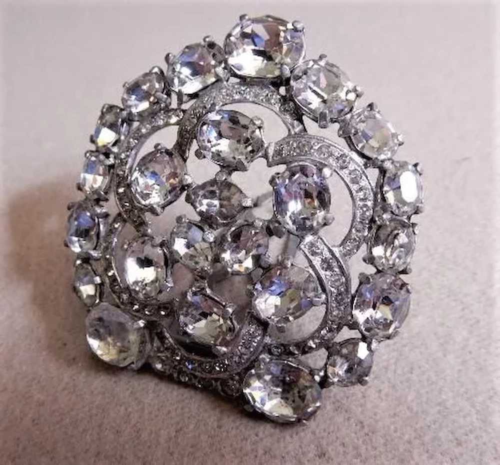 Art Deco 1930's Diamond Rhinestone & Pot Metal Mo… - image 4