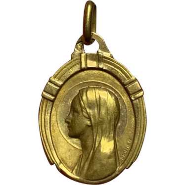 French Virgin Mary 18 K Yellow gold Medal Pendant - image 1