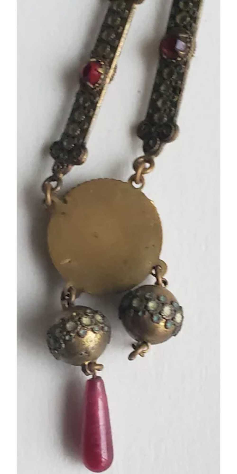 Victorian  Chain Necklace Limoges Enamel Medallion - image 4