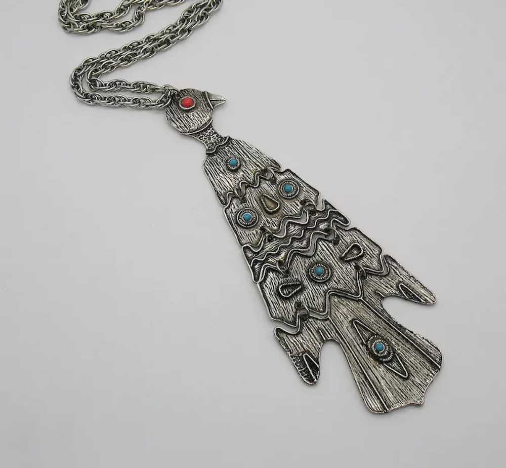 Massive Figural Peyote Bird Vintage Necklace Faux… - image 2