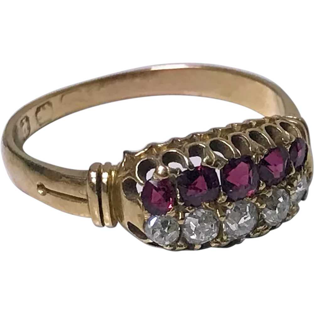 Antique  Ruby, Diamond 18K Ring, Birmingham 1899 - image 1