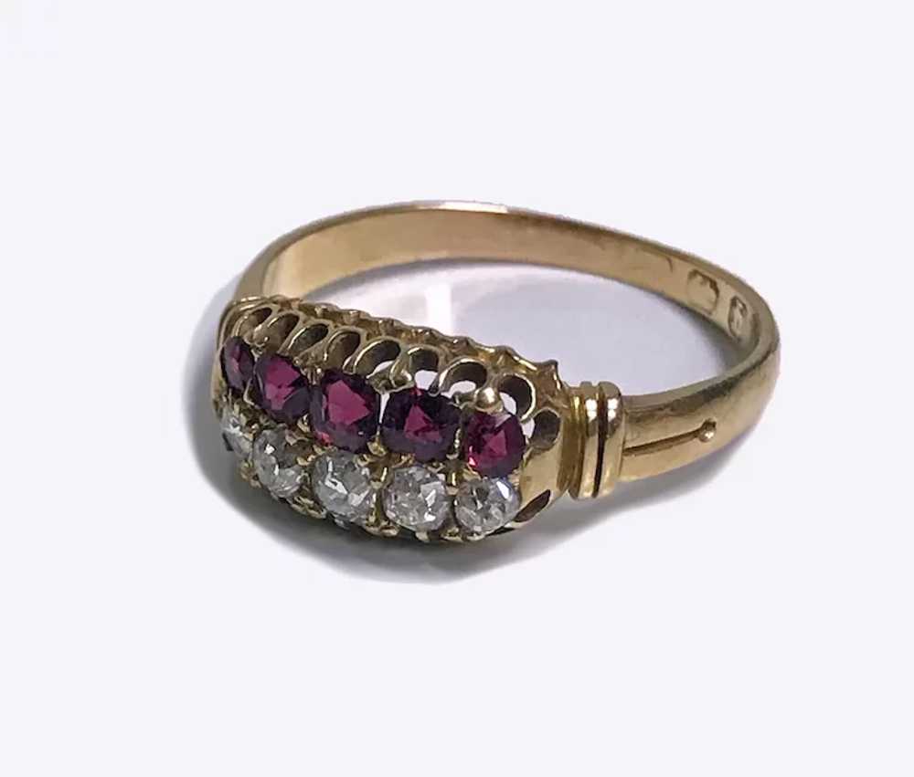 Antique  Ruby, Diamond 18K Ring, Birmingham 1899 - image 2