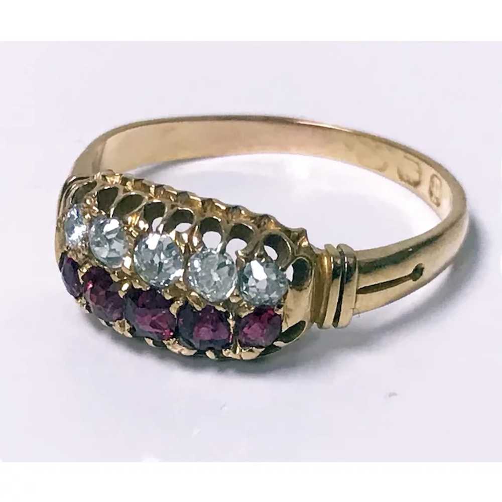 Antique  Ruby, Diamond 18K Ring, Birmingham 1899 - image 3