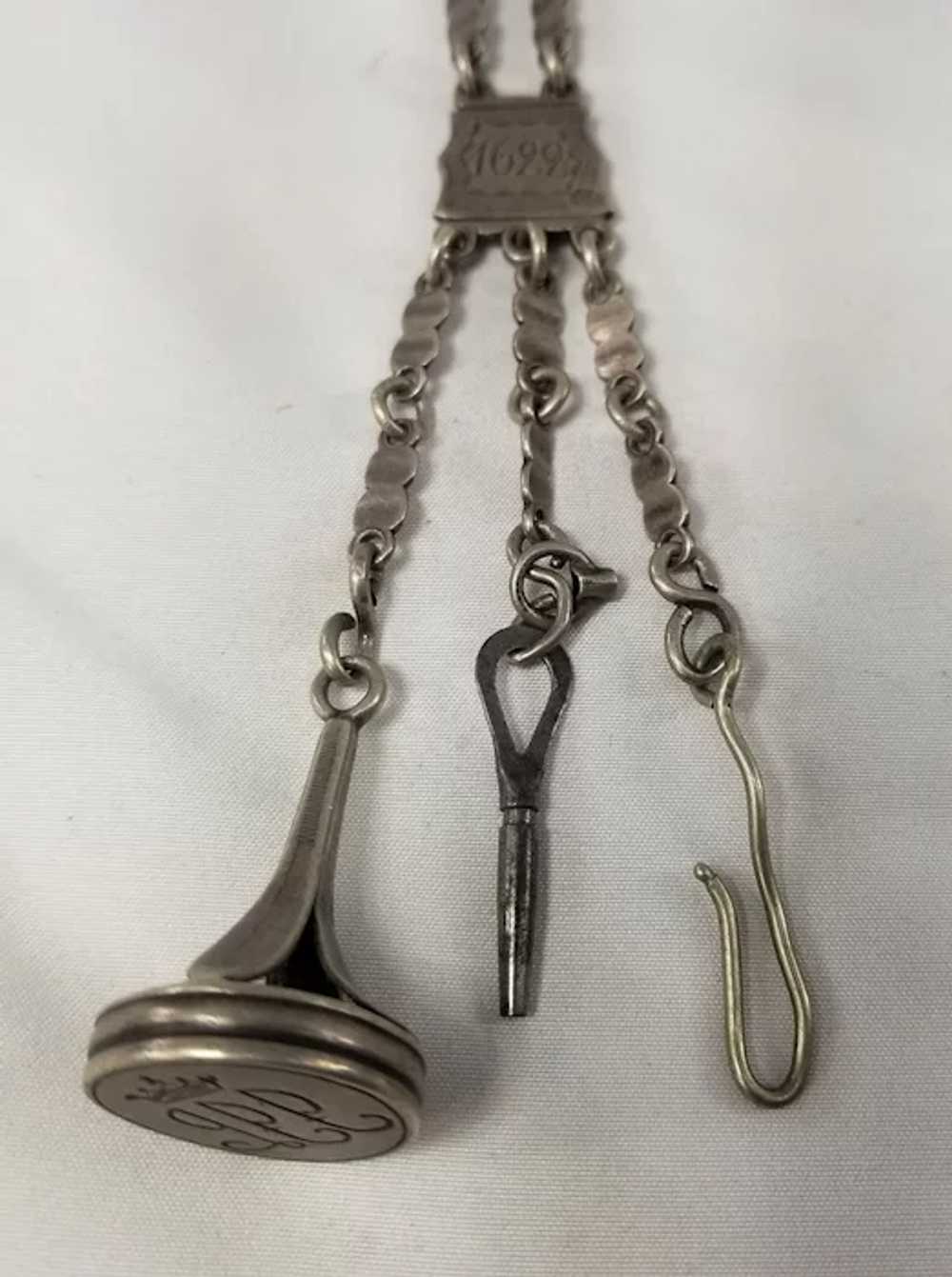 Antique Signed Renaissance Silver Chatelaine Watc… - image 3