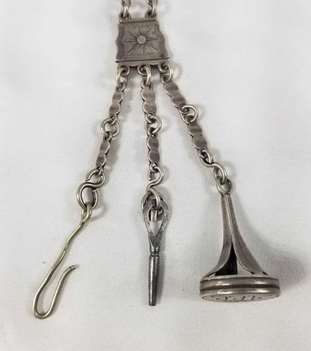 Antique Signed Renaissance Silver Chatelaine Watc… - image 4