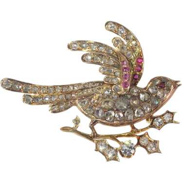 Vintage antique Victorian gold bird of paradise b… - image 1