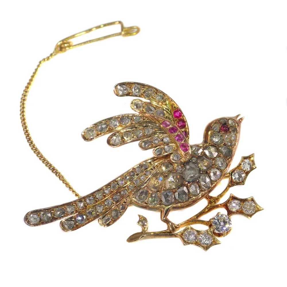 Vintage antique Victorian gold bird of paradise b… - image 3
