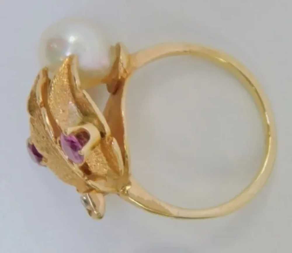 Circa 1960s 14k Yellow Gold, White Cultured Pearl… - image 4