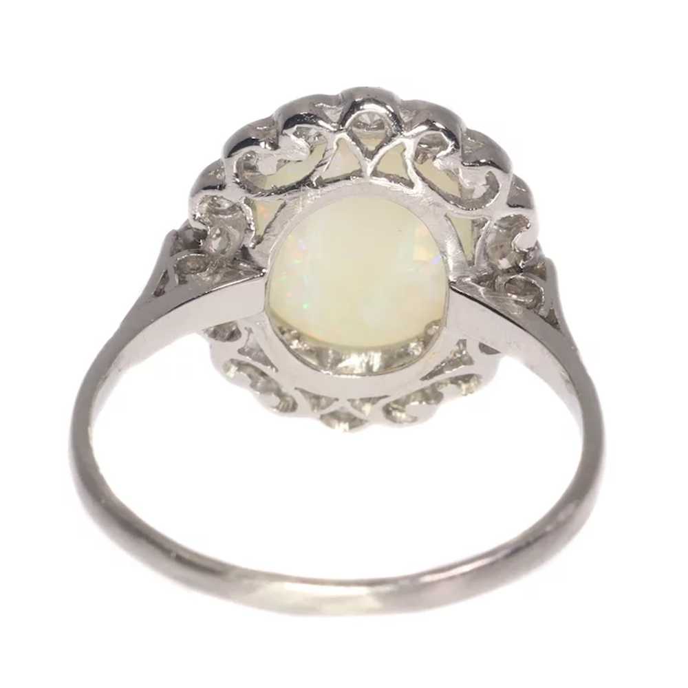 Vintage diamond and opal platinum engagement ring - image 11
