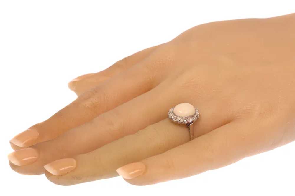 Vintage diamond and opal platinum engagement ring - image 12