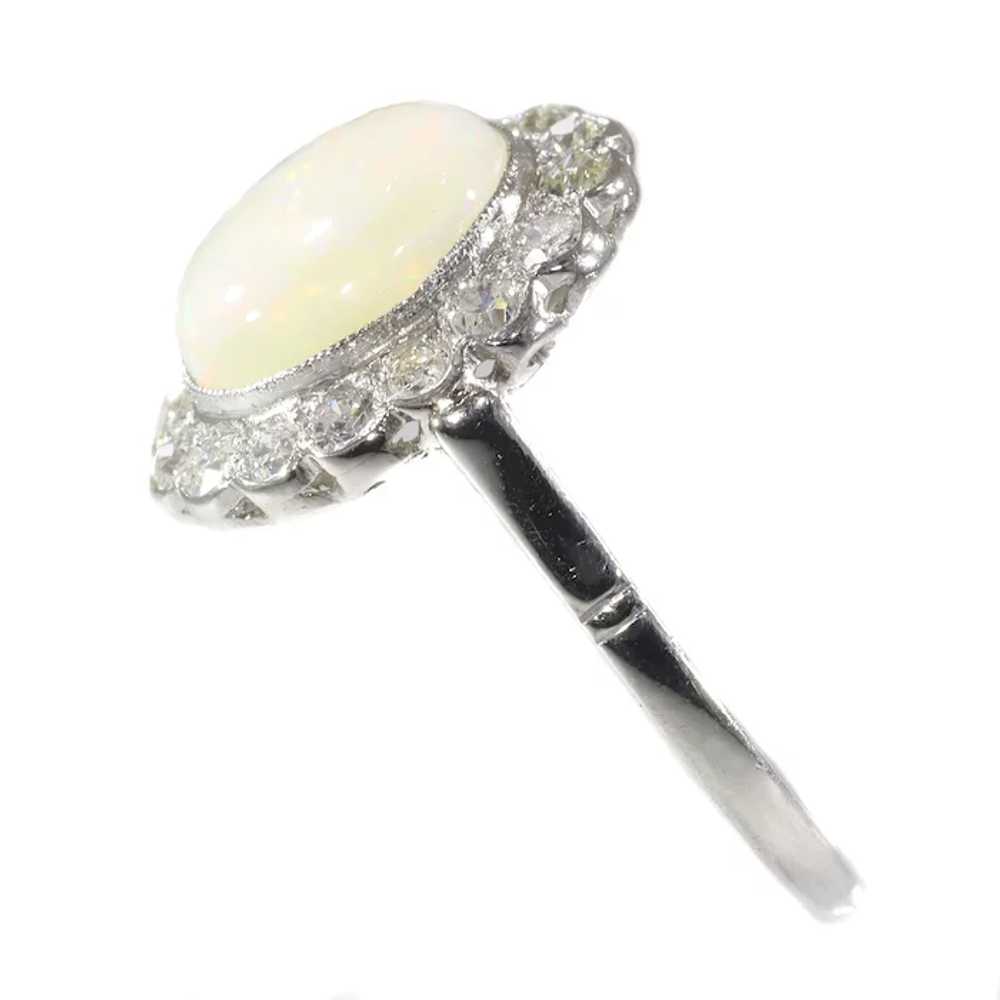 Vintage diamond and opal platinum engagement ring - image 2