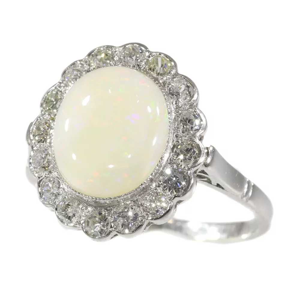 Vintage diamond and opal platinum engagement ring - image 6