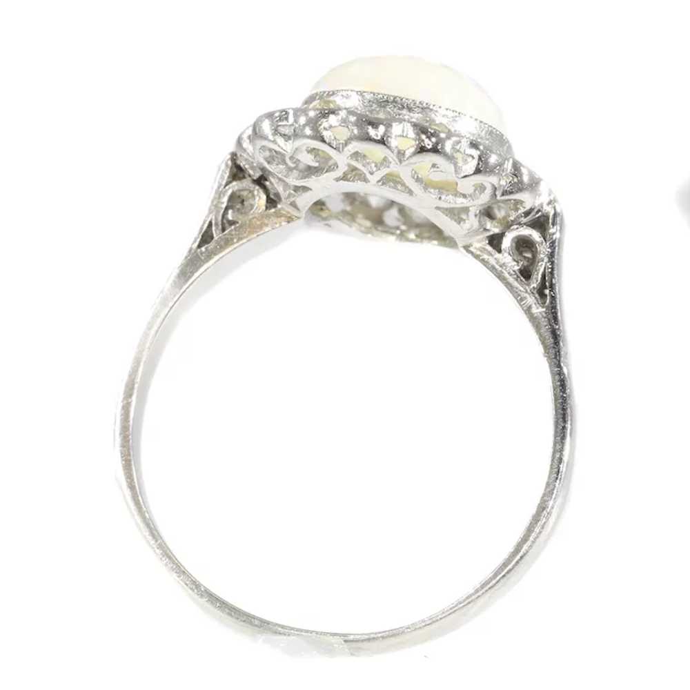 Vintage diamond and opal platinum engagement ring - image 7
