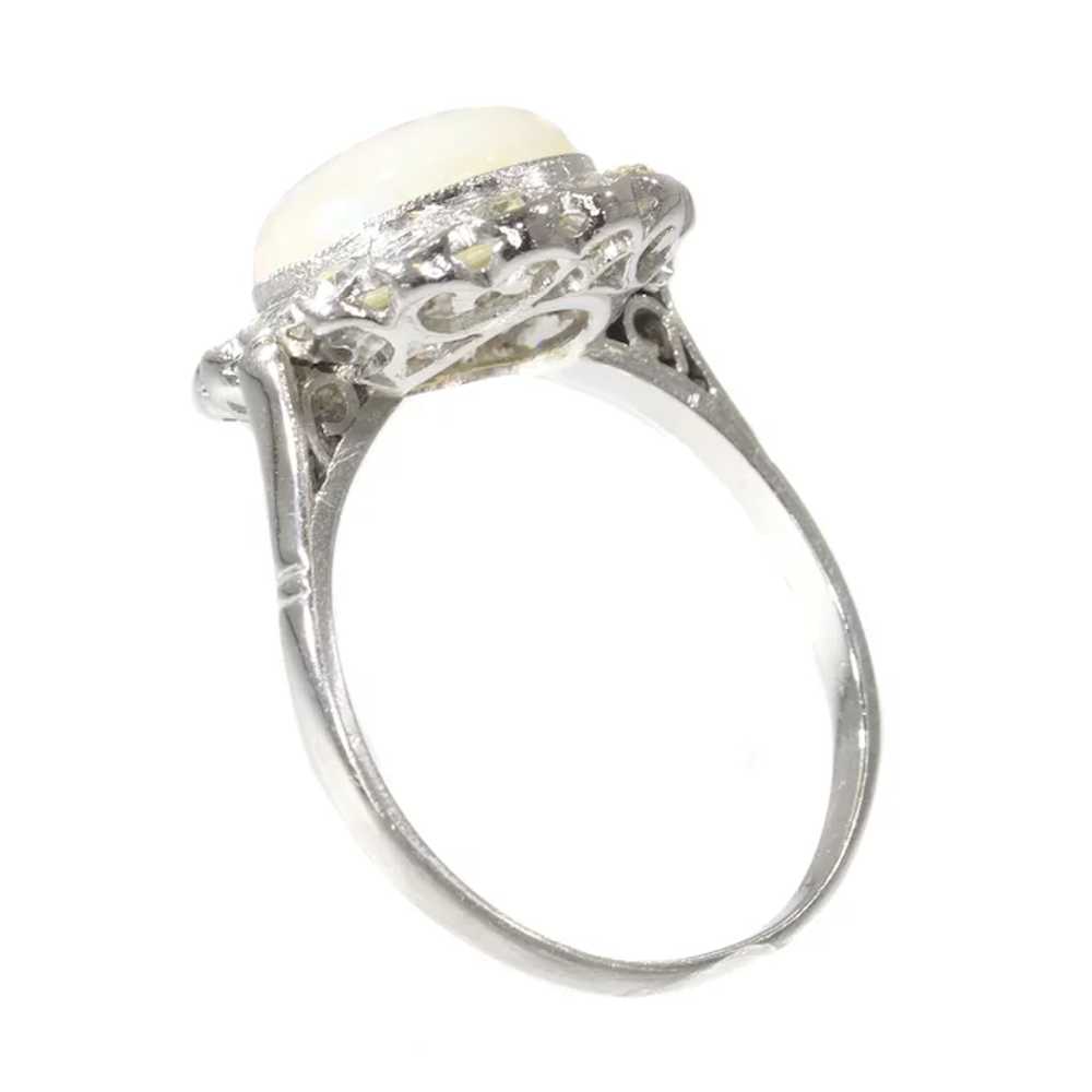 Vintage diamond and opal platinum engagement ring - image 8