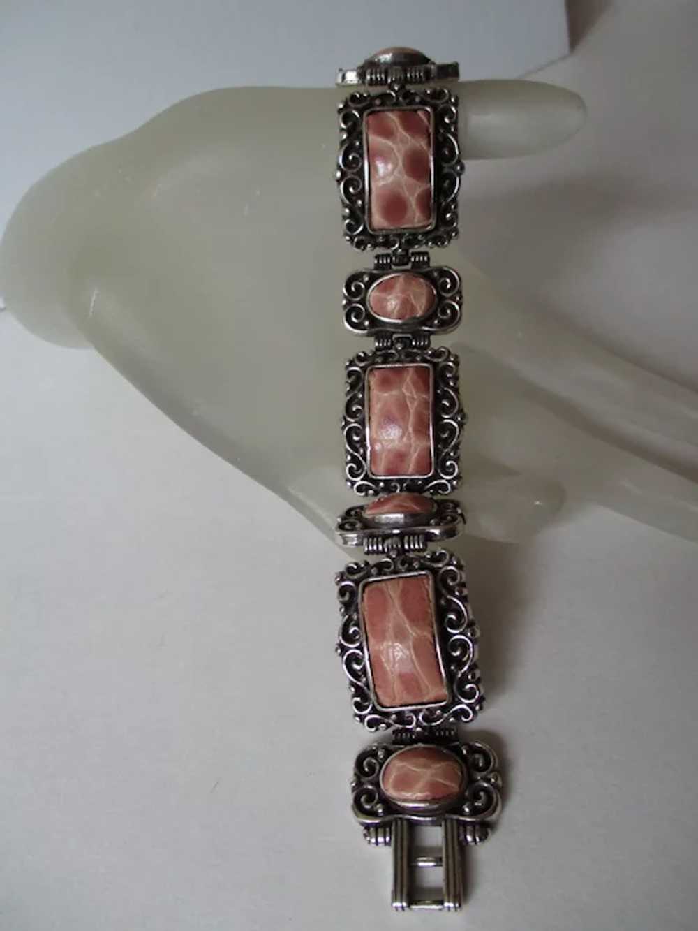 Brighton Faux Leather Salmon Pink Bracelet Vintage - image 3