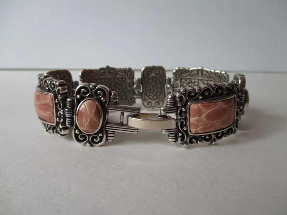 Brighton Faux Leather Salmon Pink Bracelet Vintage - image 8