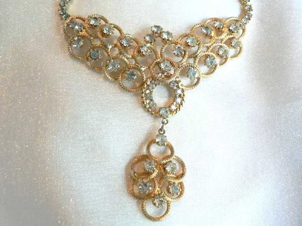 Spectacular Vintage Rhinestone Necklace with Dang… - image 2