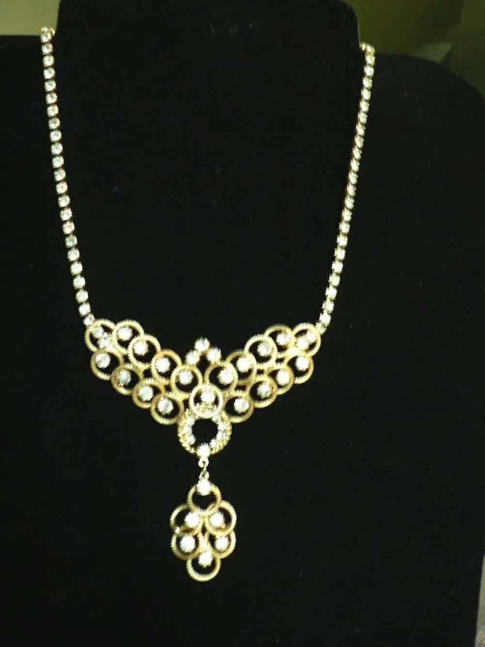 Spectacular Vintage Rhinestone Necklace with Dang… - image 4