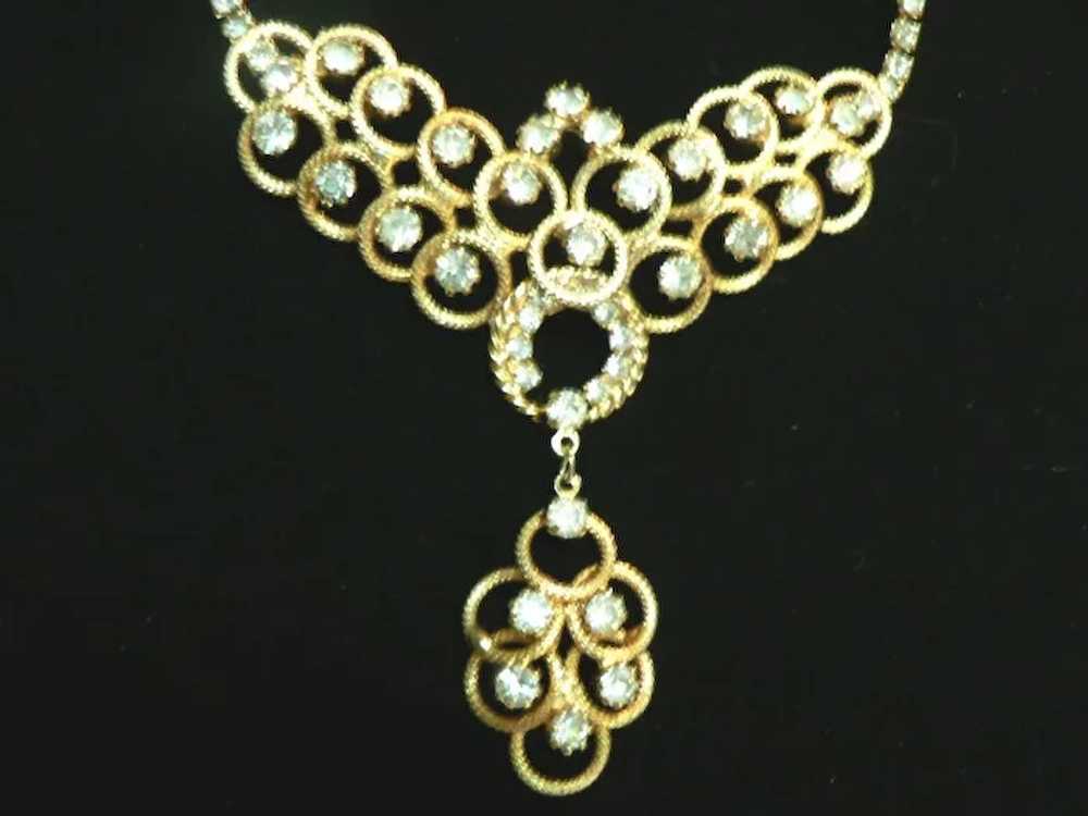 Spectacular Vintage Rhinestone Necklace with Dang… - image 5