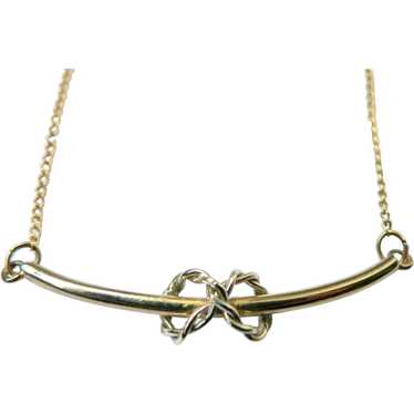 Vtg. Gold Fill Love Knot Necklace Gold & Silver - image 1