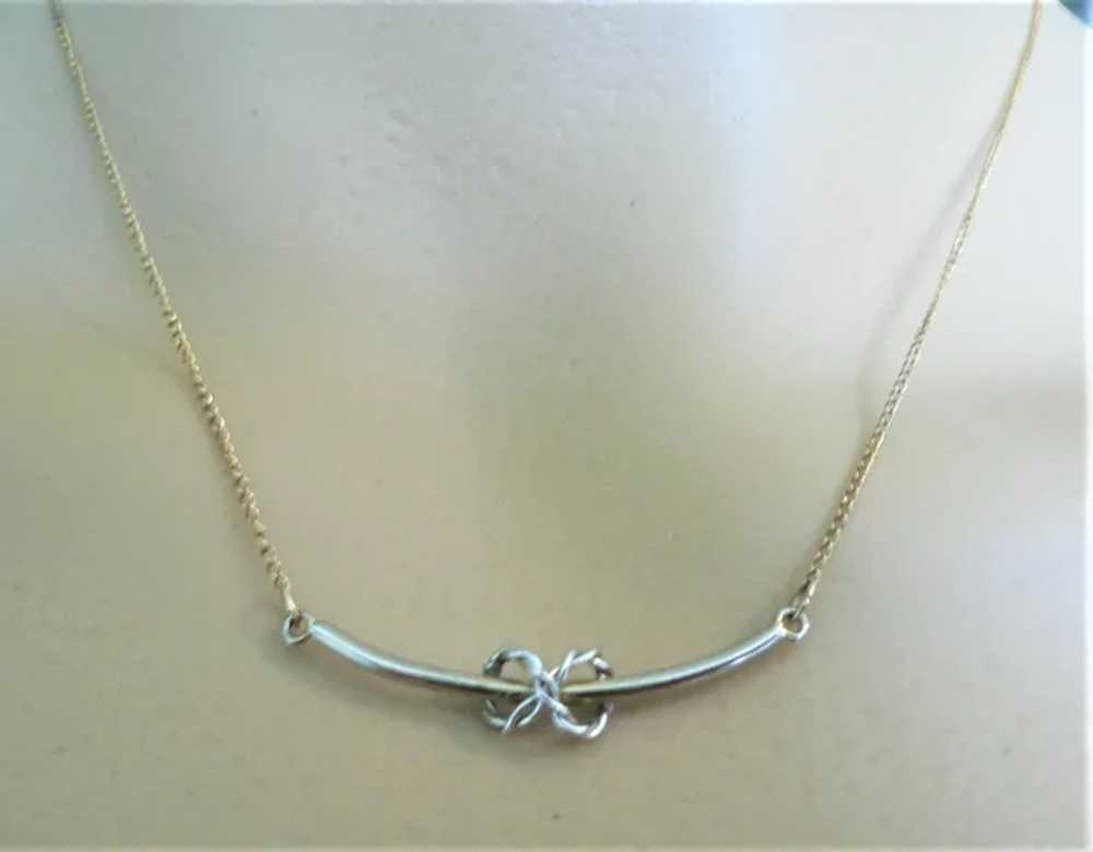 Vtg. Gold Fill Love Knot Necklace Gold & Silver - image 2