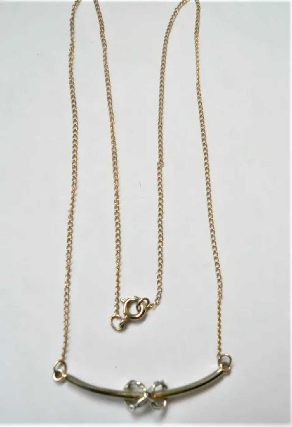Vtg. Gold Fill Love Knot Necklace Gold & Silver - image 4