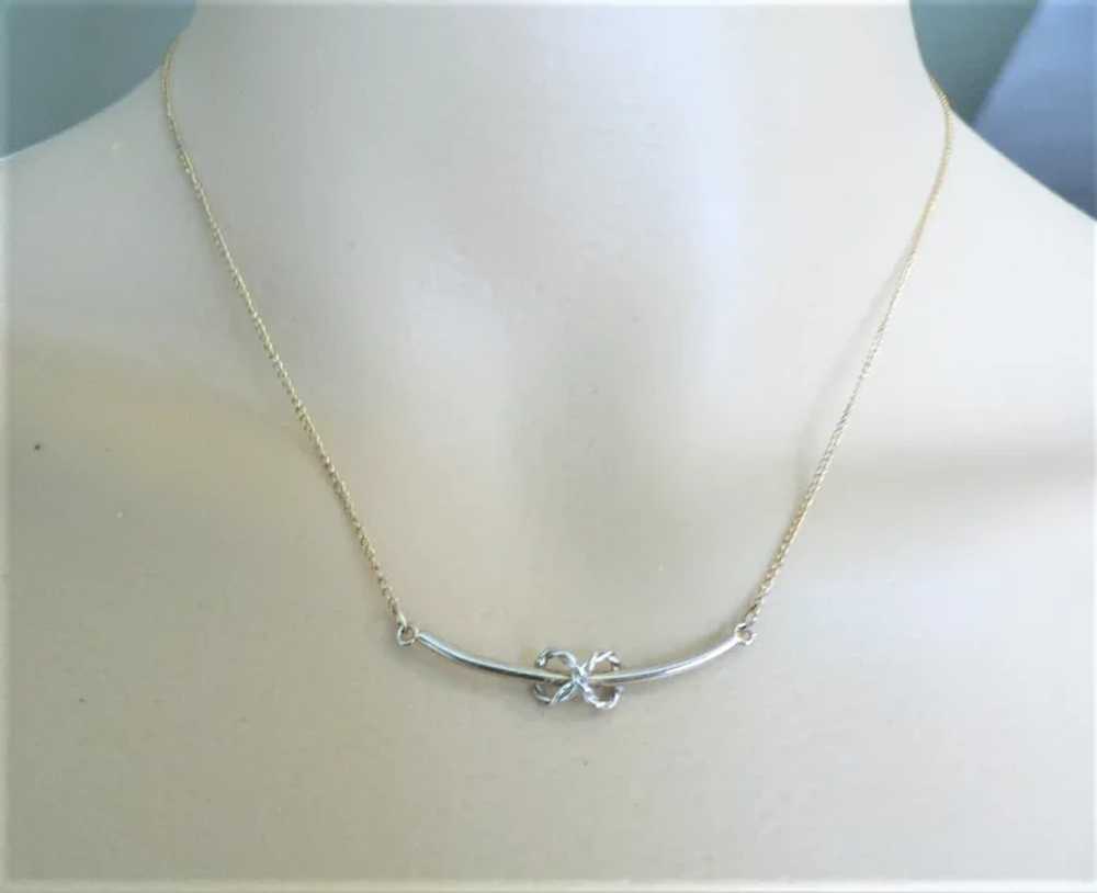 Vtg. Gold Fill Love Knot Necklace Gold & Silver - image 6