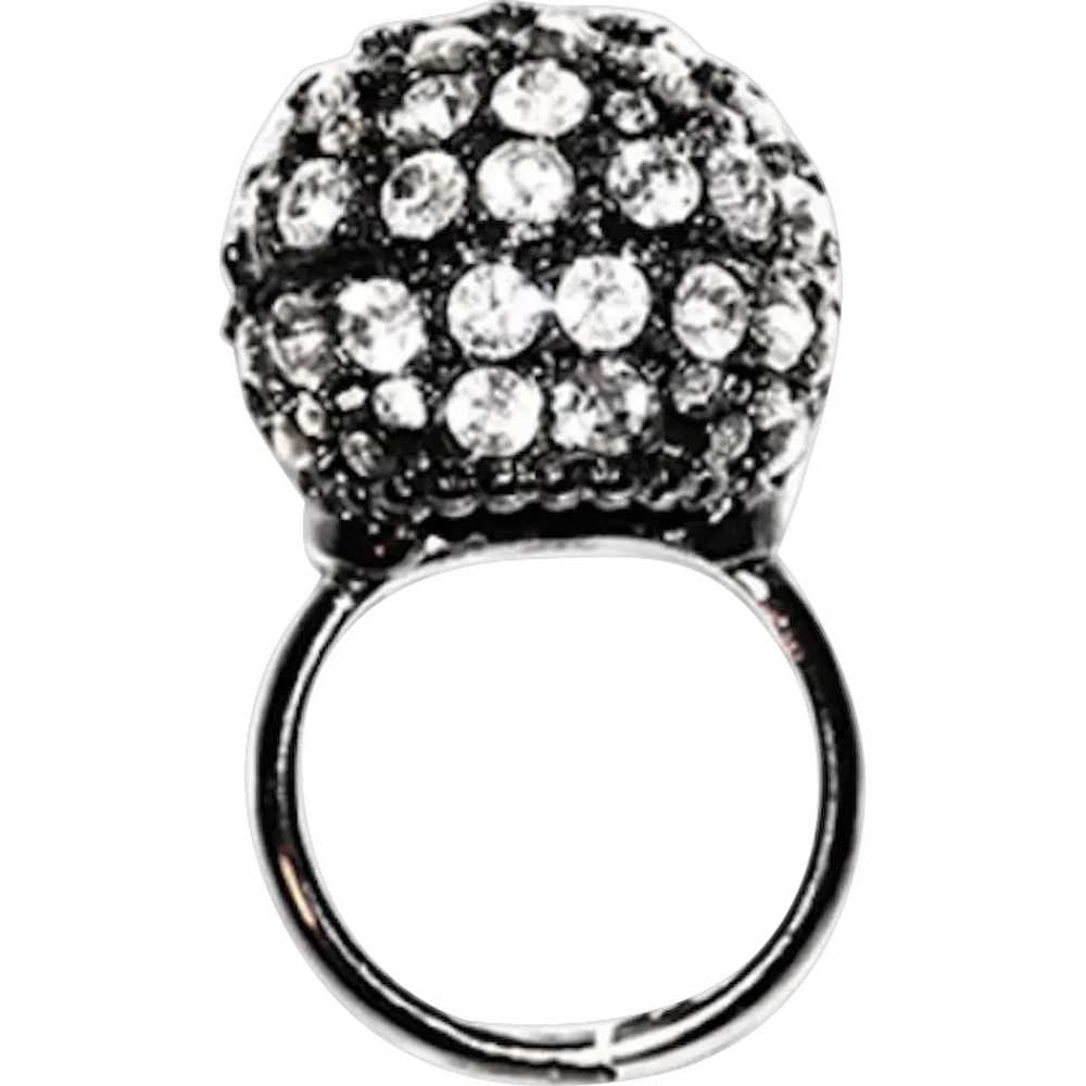 Kenneth Jay Lane Gunmetal Crystal Disco Ball Ring - image 1