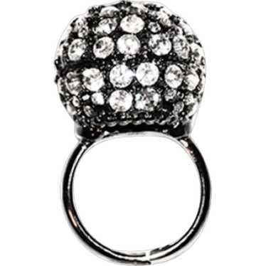 Kenneth Jay Lane Gunmetal Crystal Disco Ball Ring - image 1