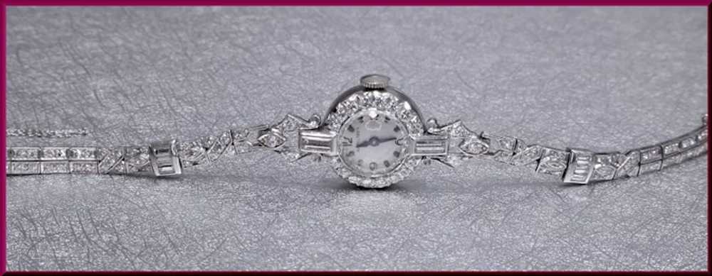 Platinum Art Deco Hamilton Diamond Ladies Watch - image 2