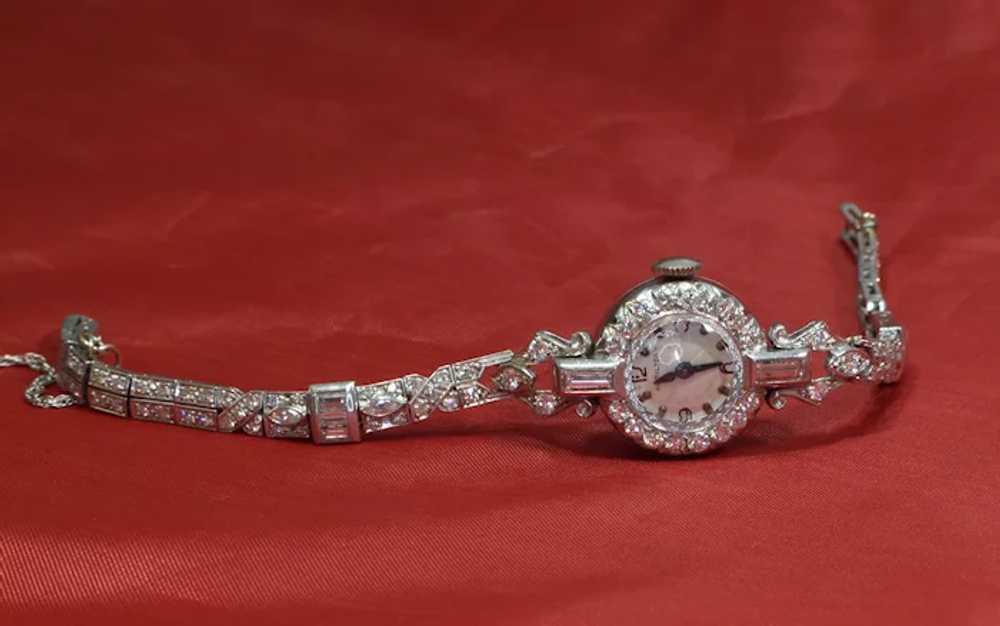 Platinum Art Deco Hamilton Diamond Ladies Watch - image 3