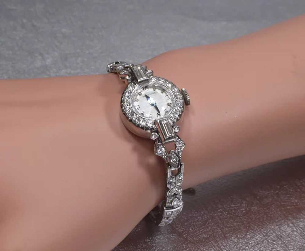 Platinum Art Deco Hamilton Diamond Ladies Watch - image 7
