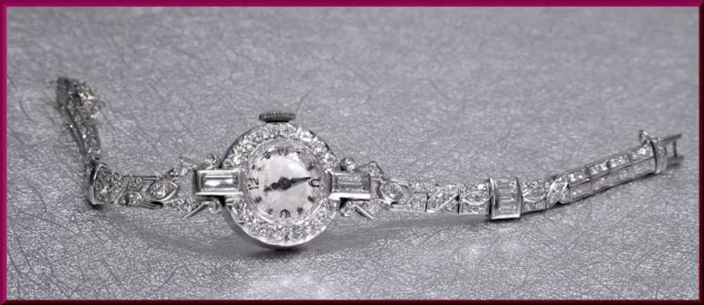 Platinum Art Deco Hamilton Diamond Ladies Watch - image 9