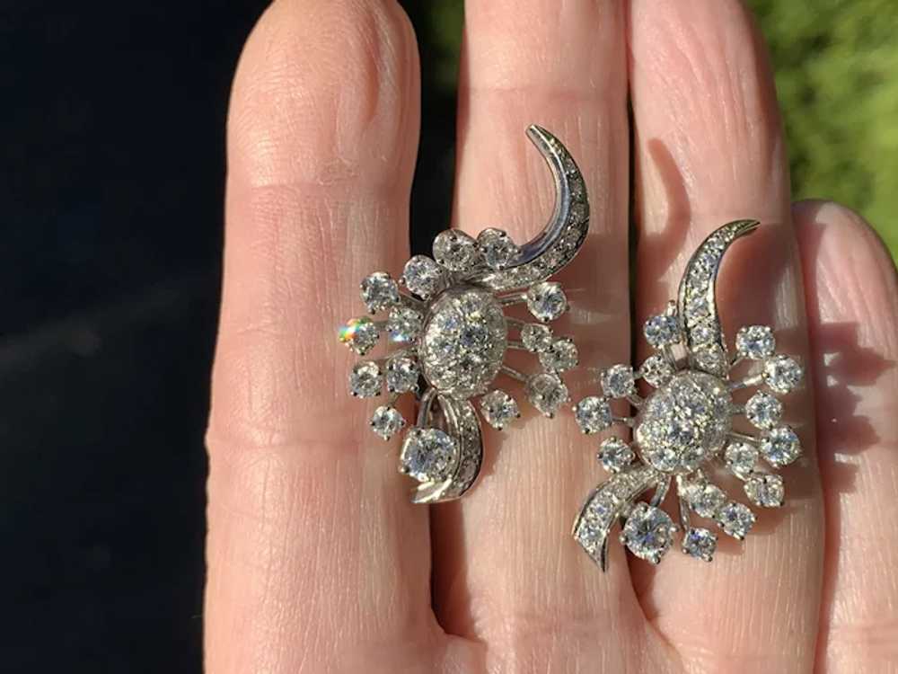 White Gold Diamond Cluster Earrings - image 7