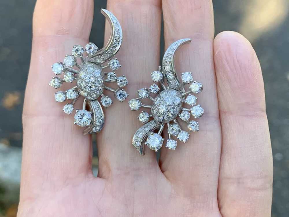 White Gold Diamond Cluster Earrings - image 8