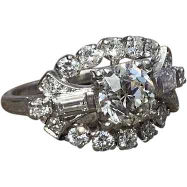 Retro Diamond Engagement Ring - image 1