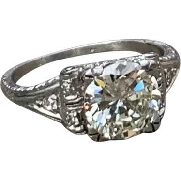 Art Deco Diamond Engagement Ring with Old Europea… - image 1
