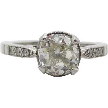 Art Deco Platinum Round Diamond Engagement Ring