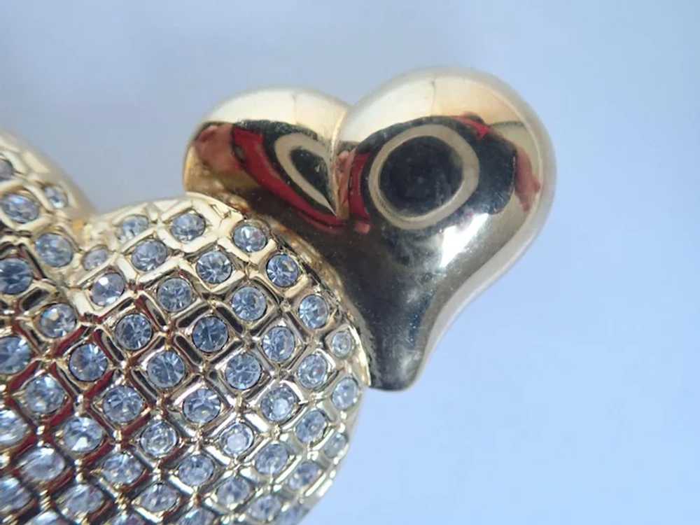 Vintage Swarovski Swan Double Heart Pin/Brooch - image 2