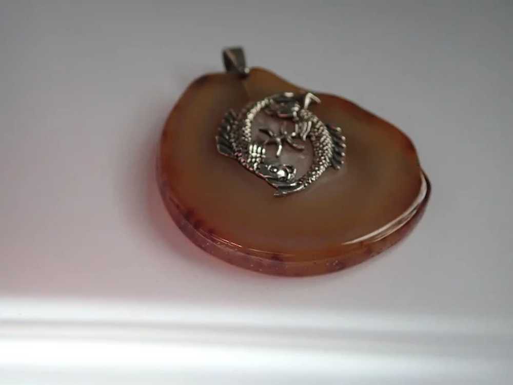 Polished Agate/Geode Sliced Sterling Zodiac Pisce… - image 3